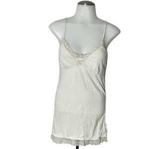Small Y2K Cami Tank + Lace Details Cream American Eagle Outfitters
